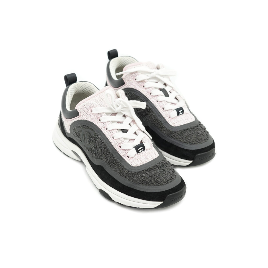 Chanel CC Trainer Sneaker Black Pink Tweed