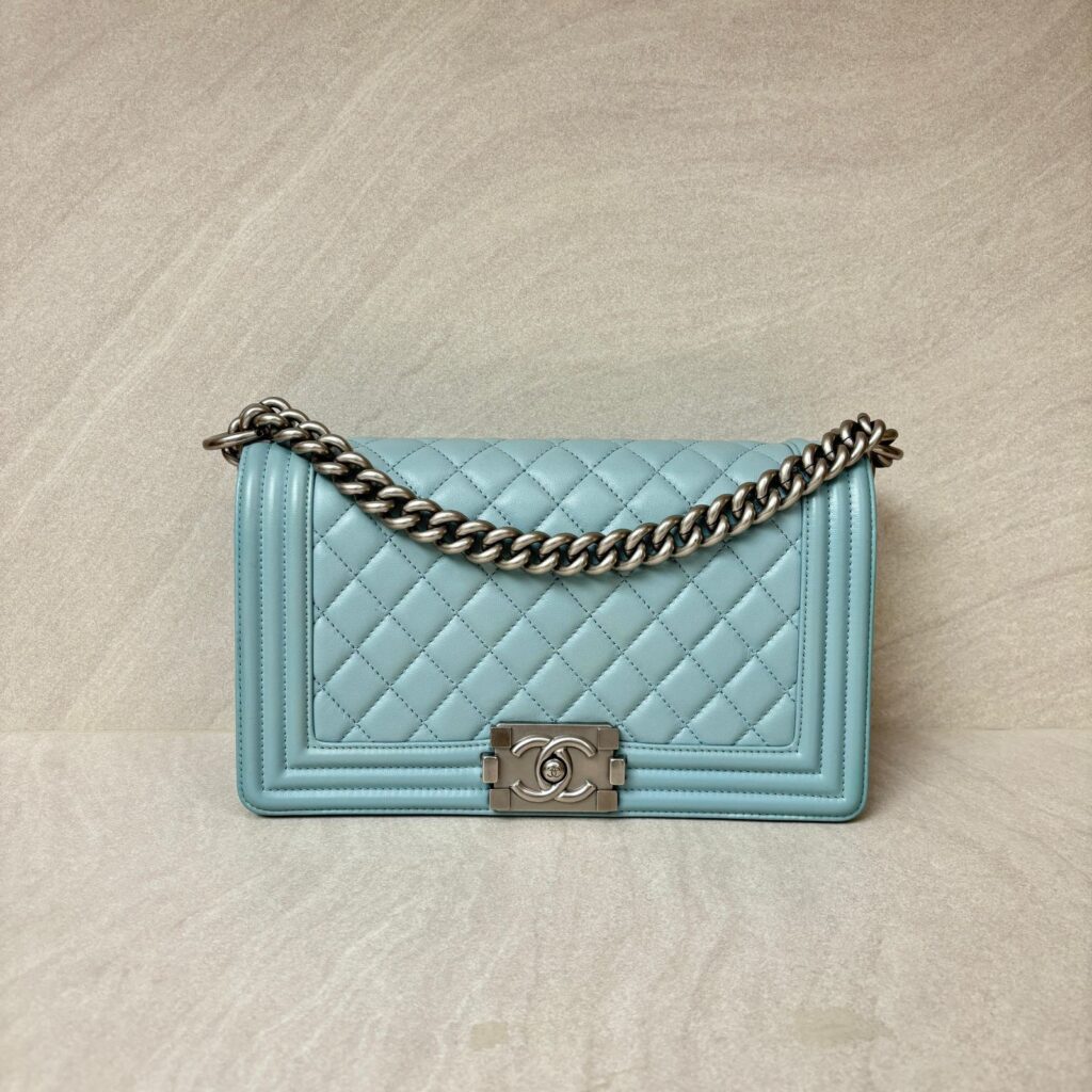 Chanel Boy 25 Lambskin Light Blue SHW