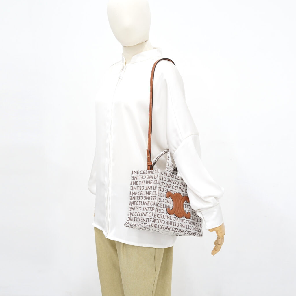 Chanel Small Cabas Canvas White And Tan