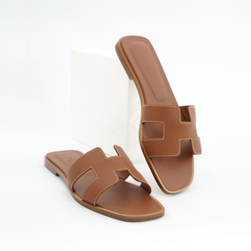 Hermes Oran Sandals Gold