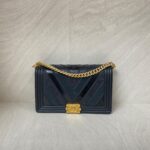 Chanel Boy 28 Chevron Black GHW