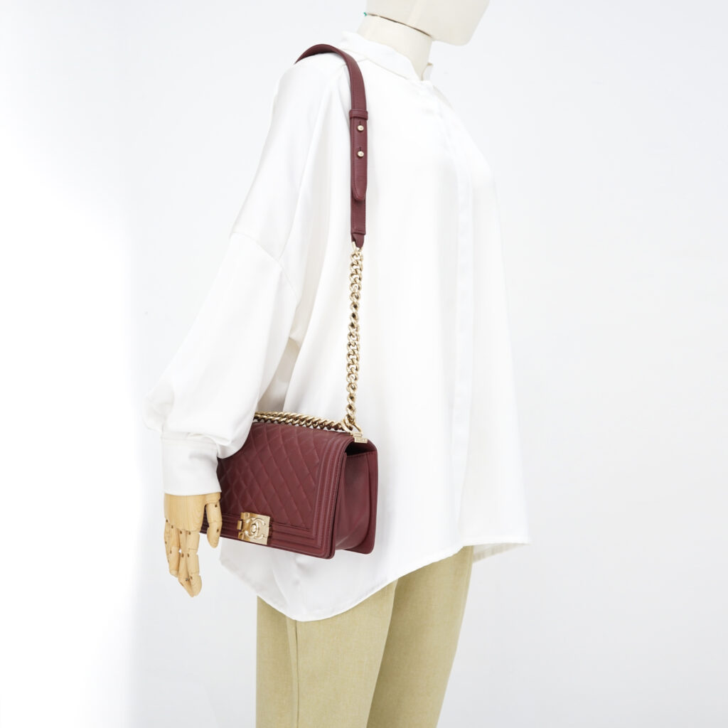 Chanel Boy 25 Lambskin Maroon GHW