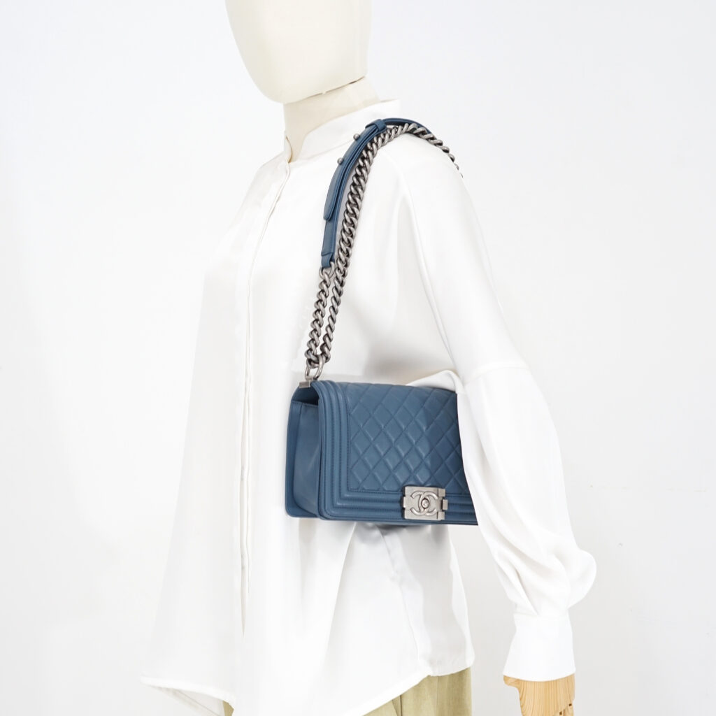 Chanel Boy 25 Lambskin Blue RHW