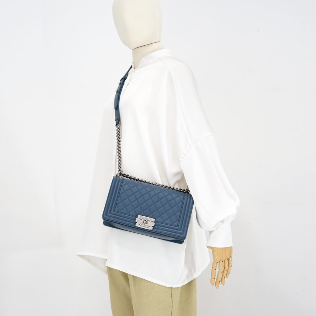 Chanel Boy 25 Lambskin Blue RHW