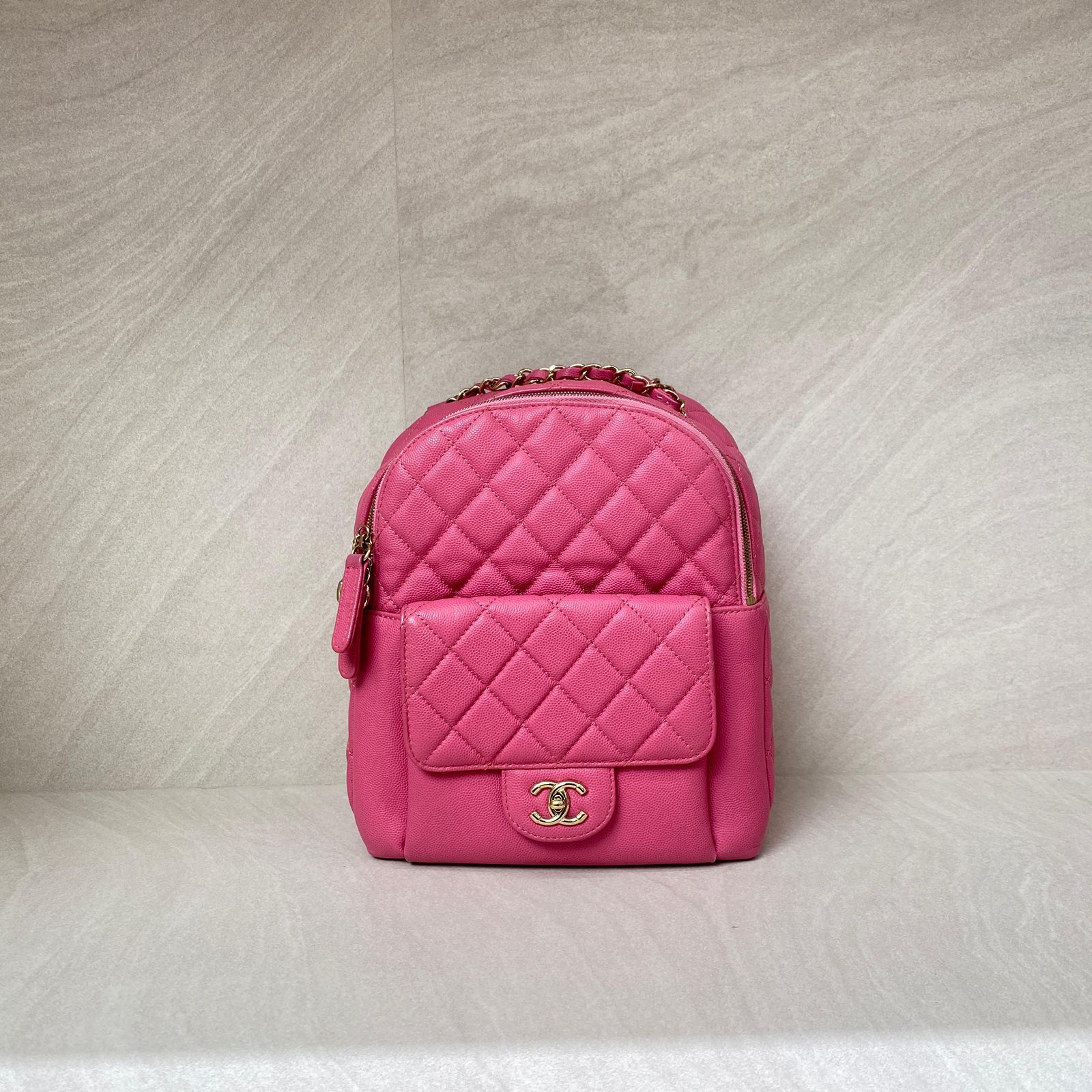 Chanel CC Day Backpack Caviar Pink GHW