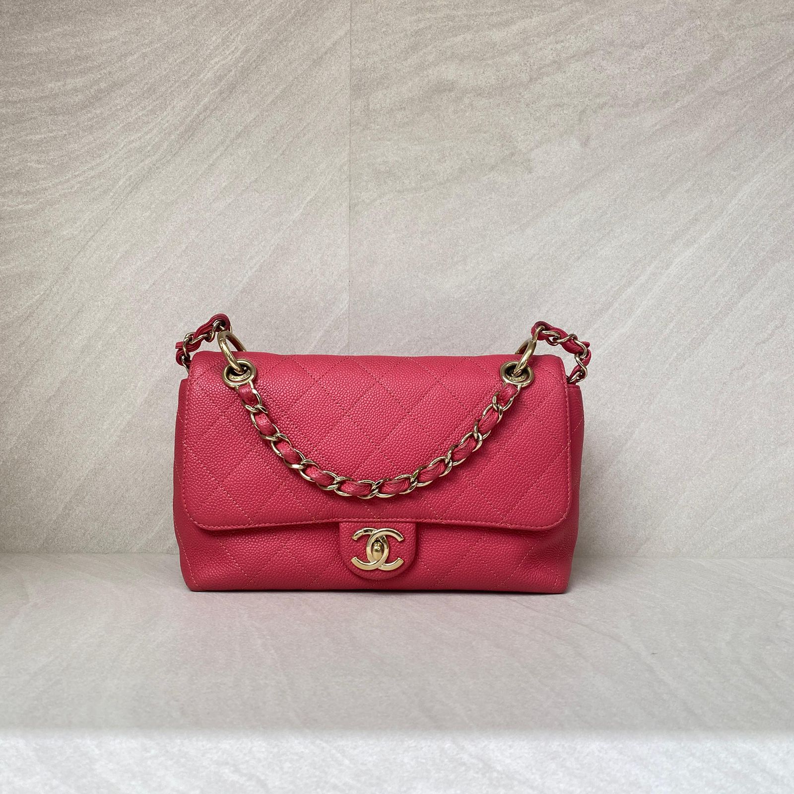 Chanel City Walk Flap Bag Caviar Pink GHW