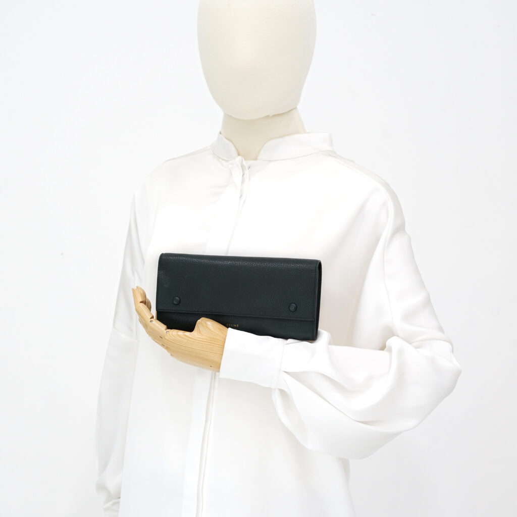 Celine Flap Wallet Dark Green