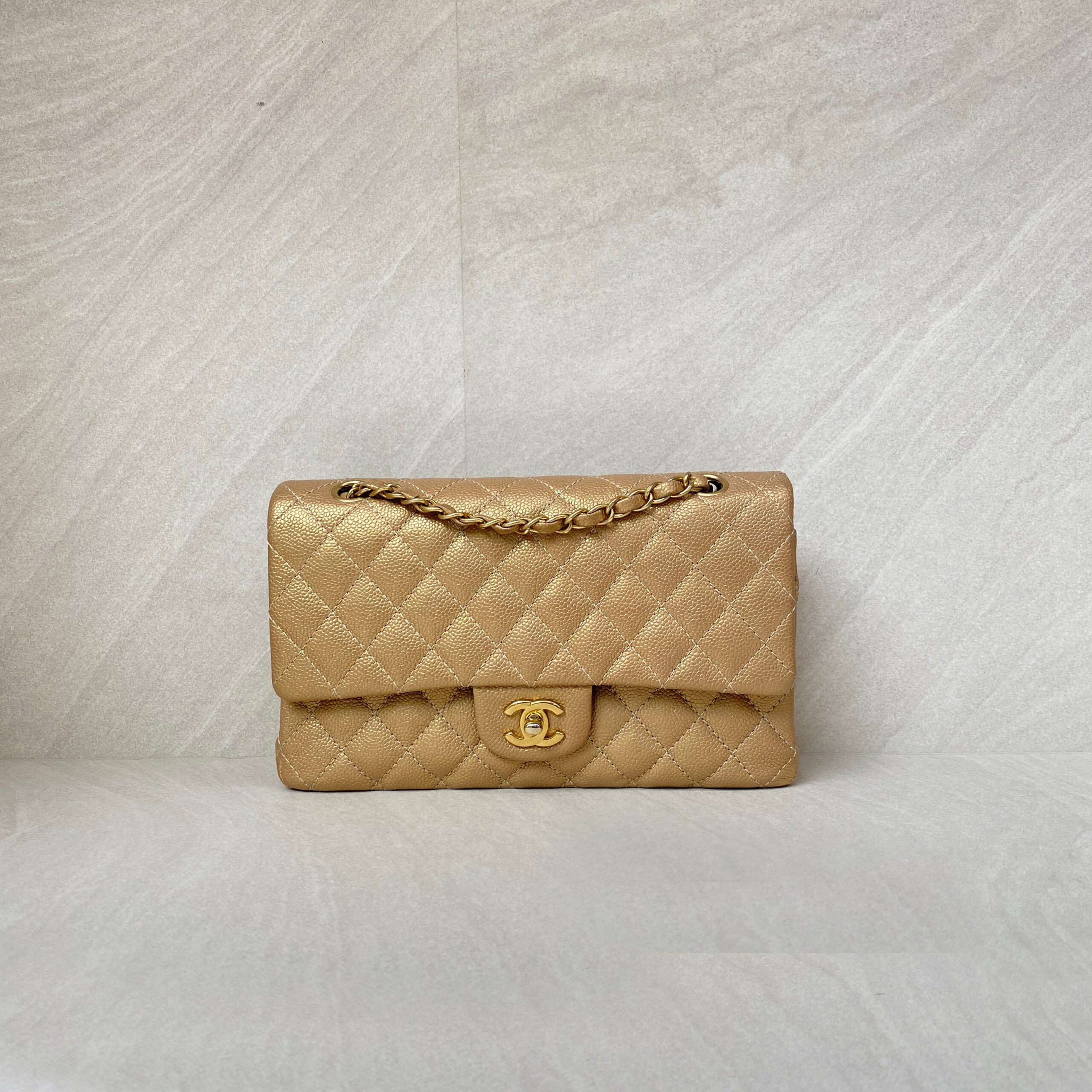Chanel Classic Medium D Flap Caviar Gold GHW