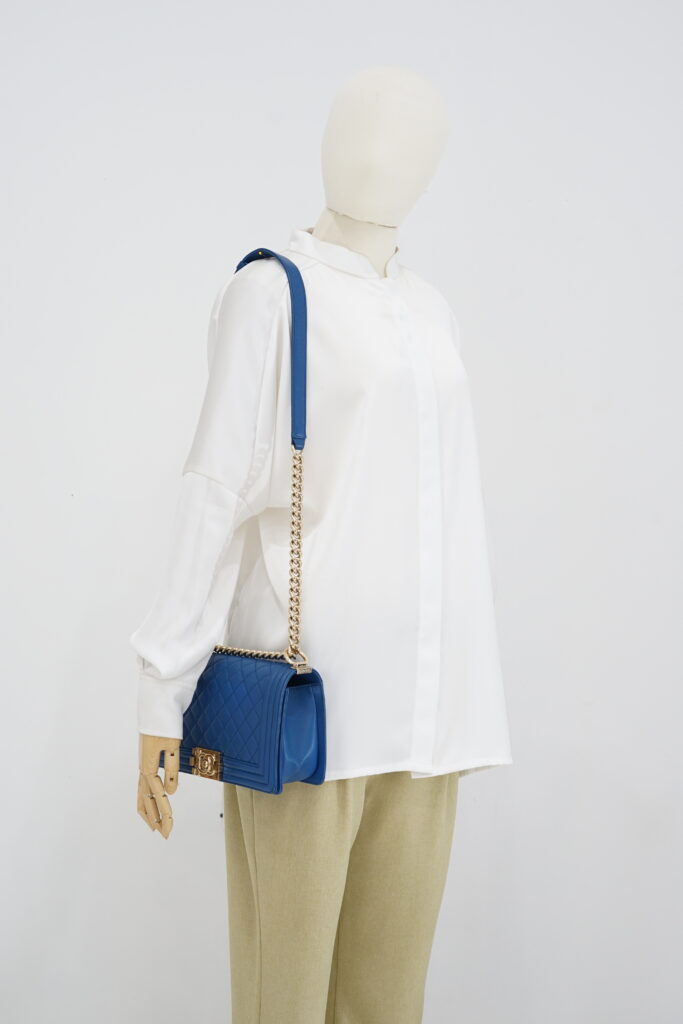 Chanel Boy 25 Medium Lambskin Blue GHW