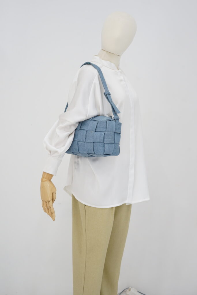 Bottega Veneta Brick Cassete Intrecciato Washed Denim SHW