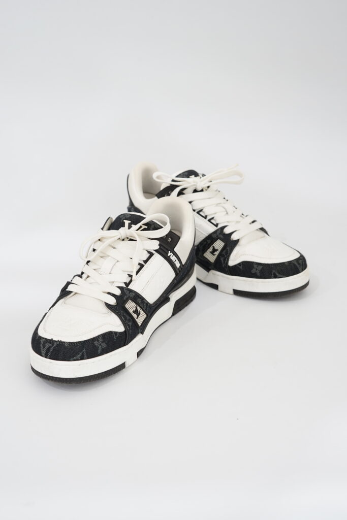 Louis Vuitton Trainer Sneakers Black White Denim