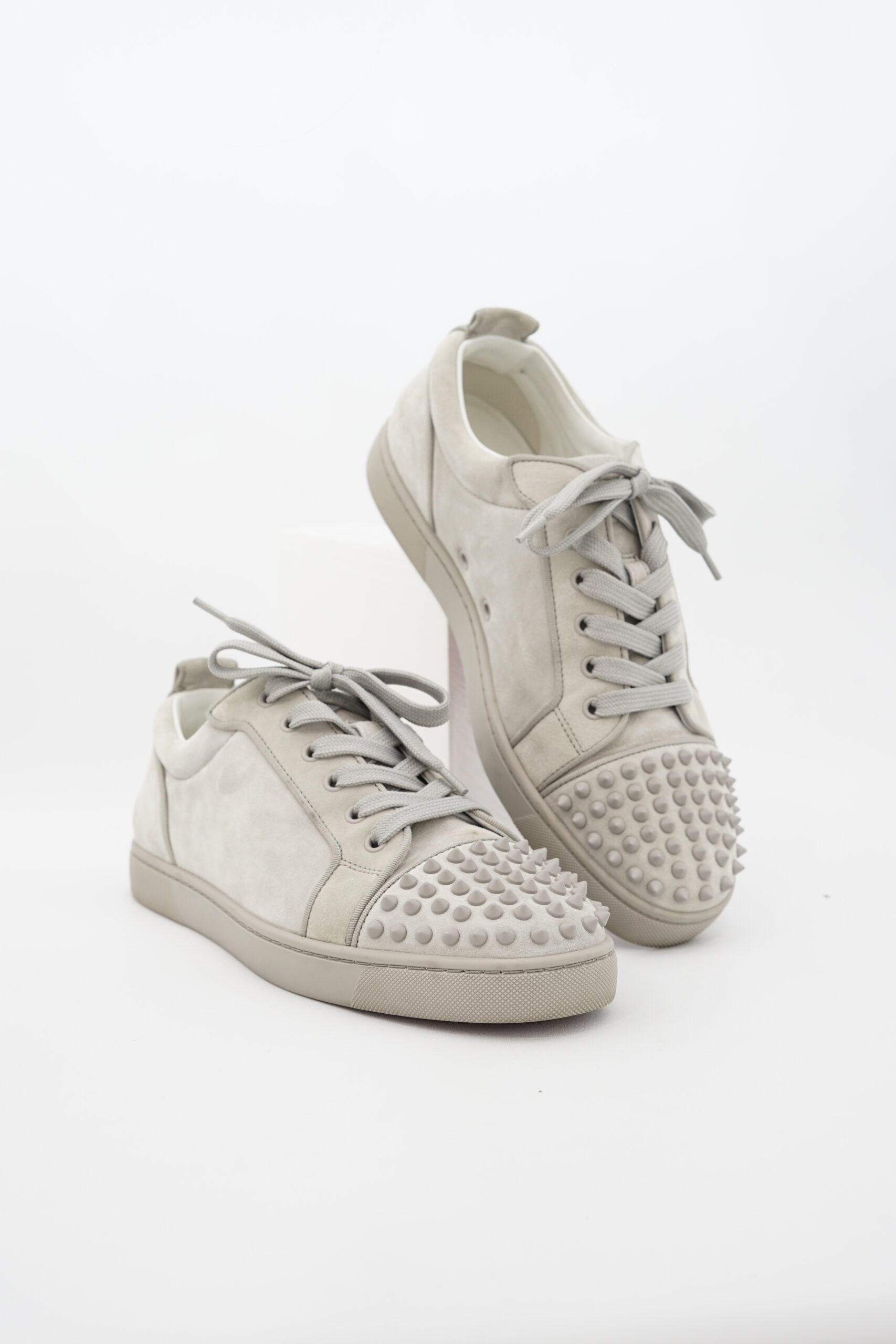 Christian Louboutin Louis Junior Spikes Suede Grey