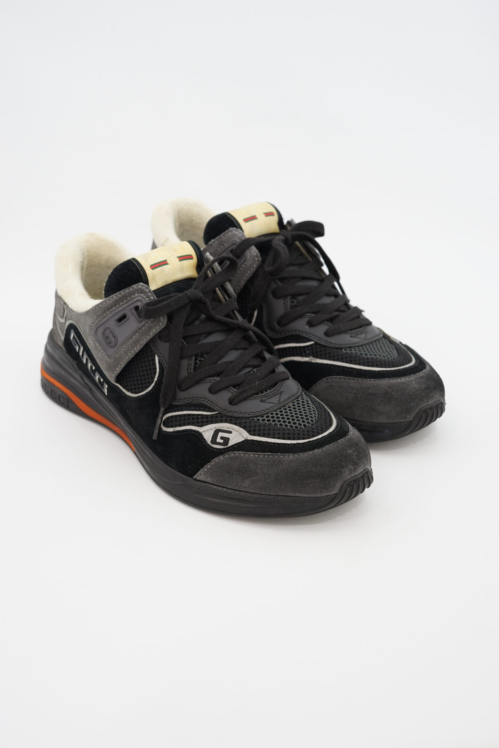 Gucci Ultrapace Sneakers Suede Mesh Black Ivory