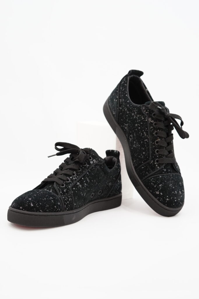 Christian Louboutin Louis Junior Suede Glitter Black