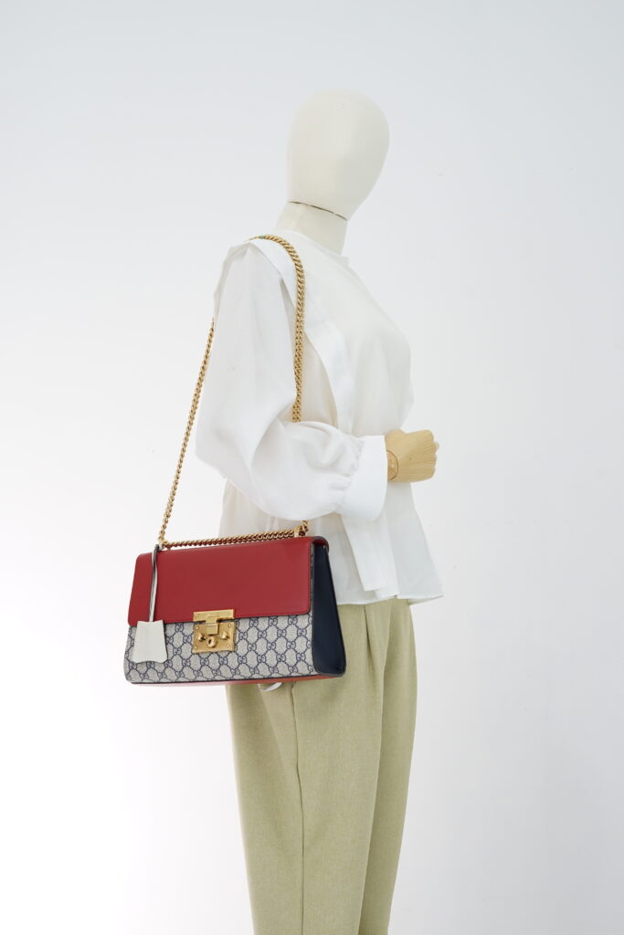 Gucci Medium Padlock Monogram GG Supreme Red Navy GHW