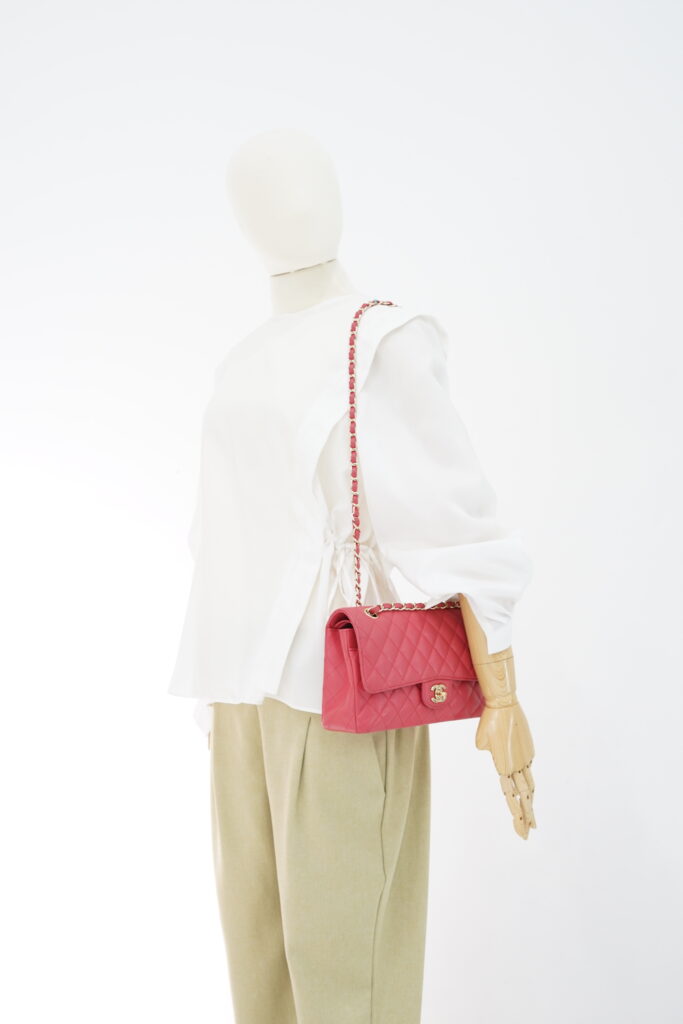 Chanel Classic Medium D Flap Caviar Pink GHW