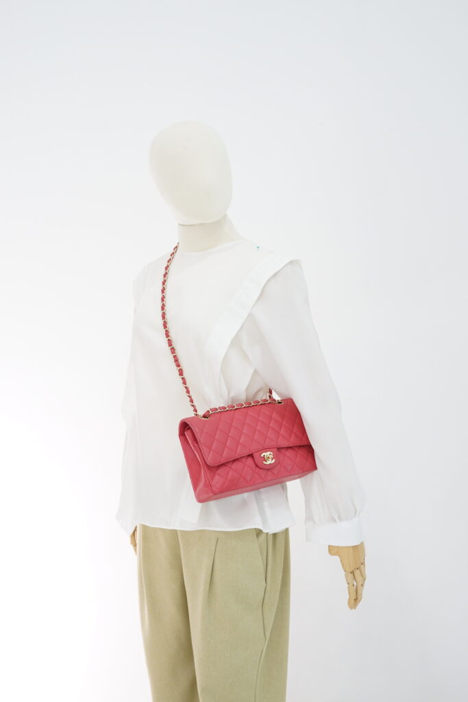 Chanel Classic Medium D Flap Caviar Pink GHW