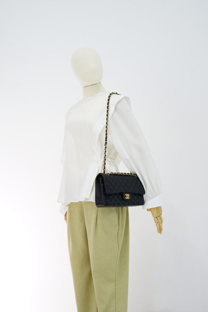 Chanel Medium Classic D Flap Lambskin Black GHW