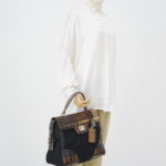 Prada Plaid Satchel Nylon Black