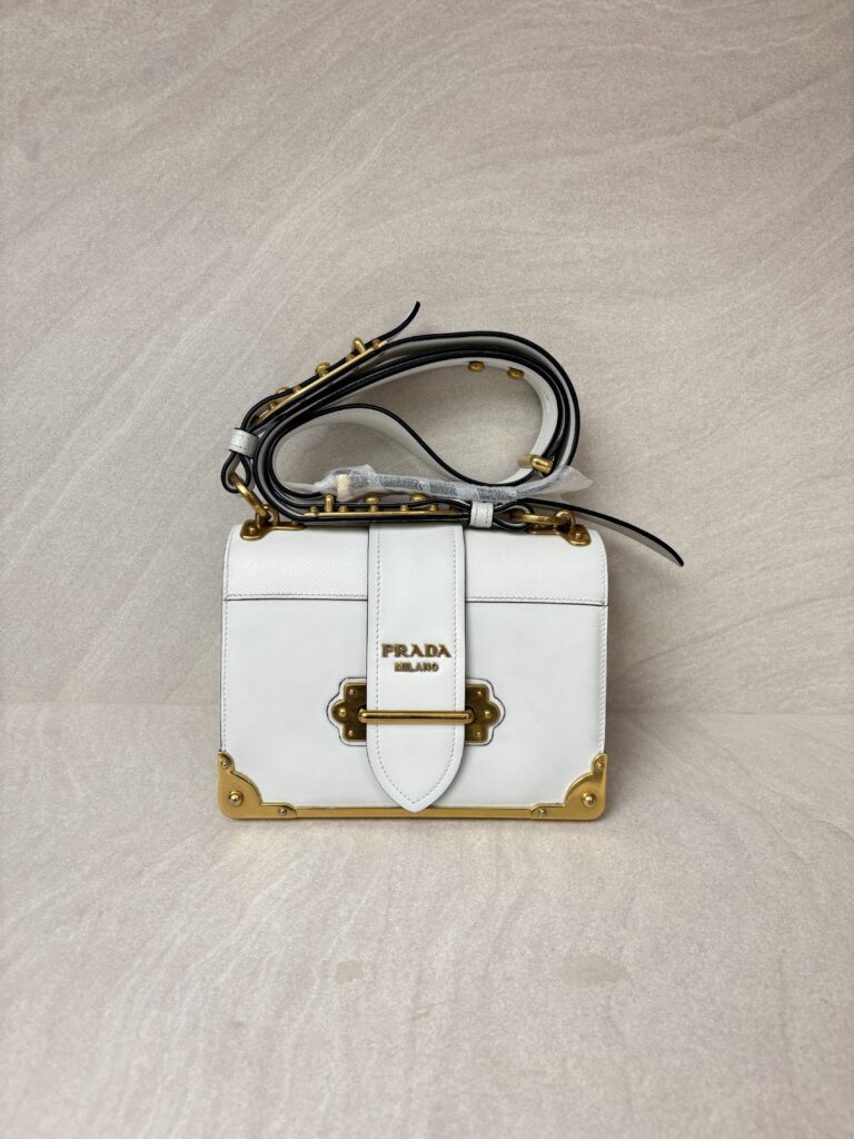 Prada Cahier City Calf Saffiano Bianco