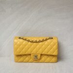 Chanel Medium Classic D.Flap Caviar Yellow GHW
