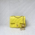 Chanel Mini Flap Bag Pearl Crush Lambskin Yellow GHW