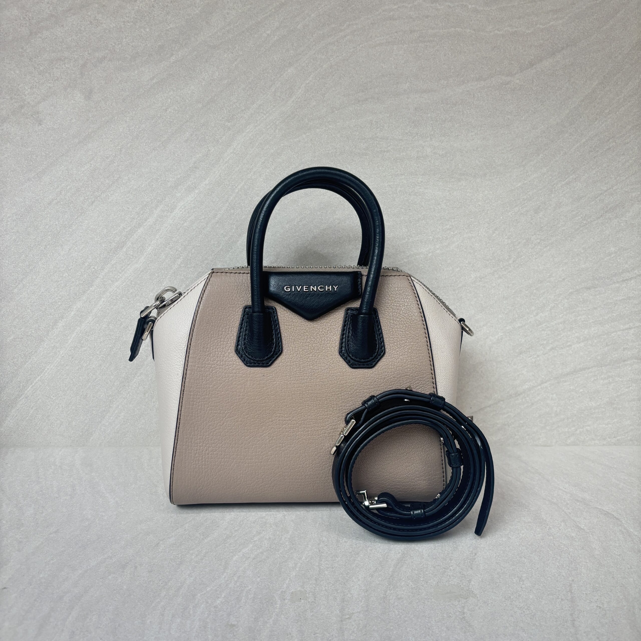 Givenchy Mini Antigona Beige Linen Multicolor SHW