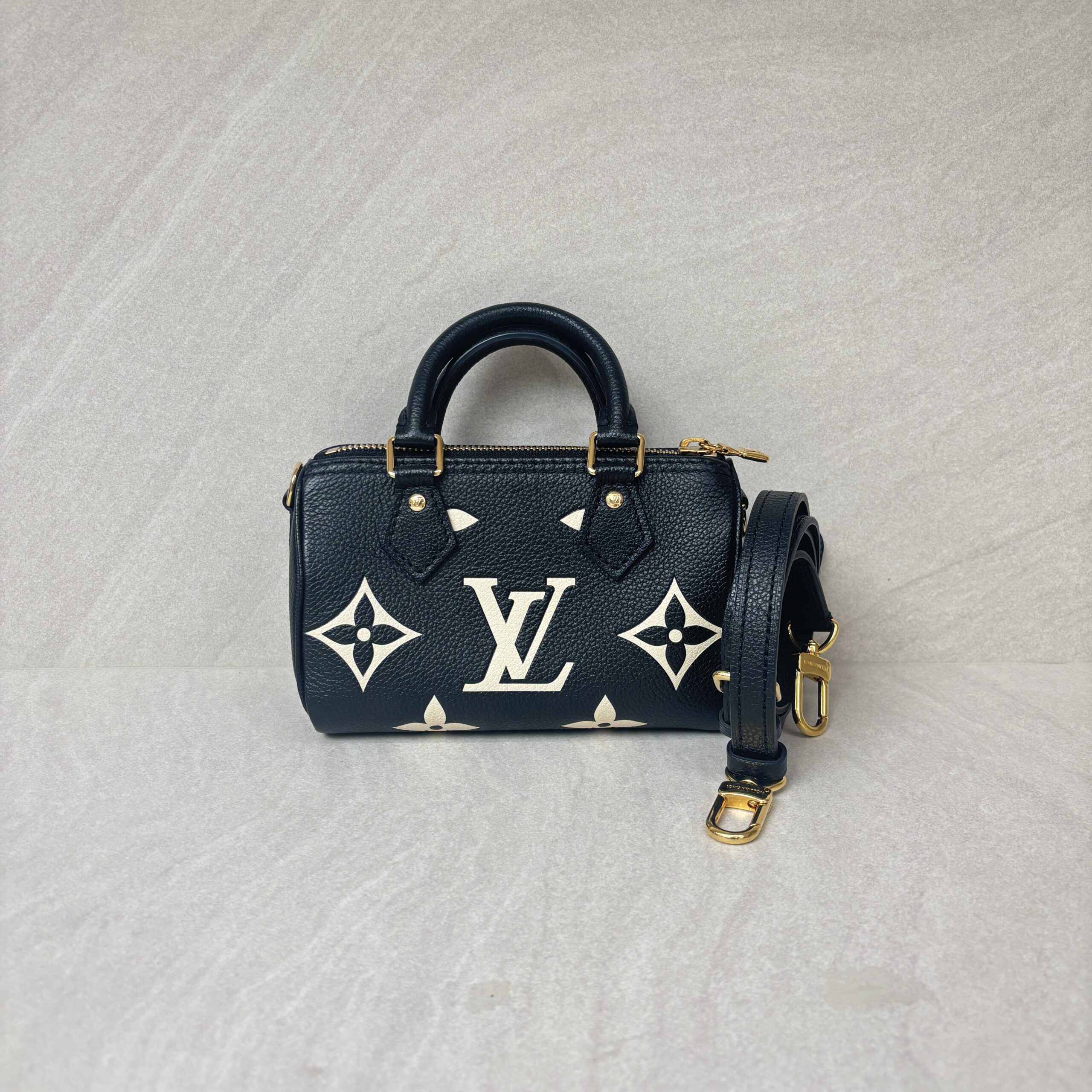 Louis Vitton Nano Speedy Monogram Empreinte Black Beige GHW