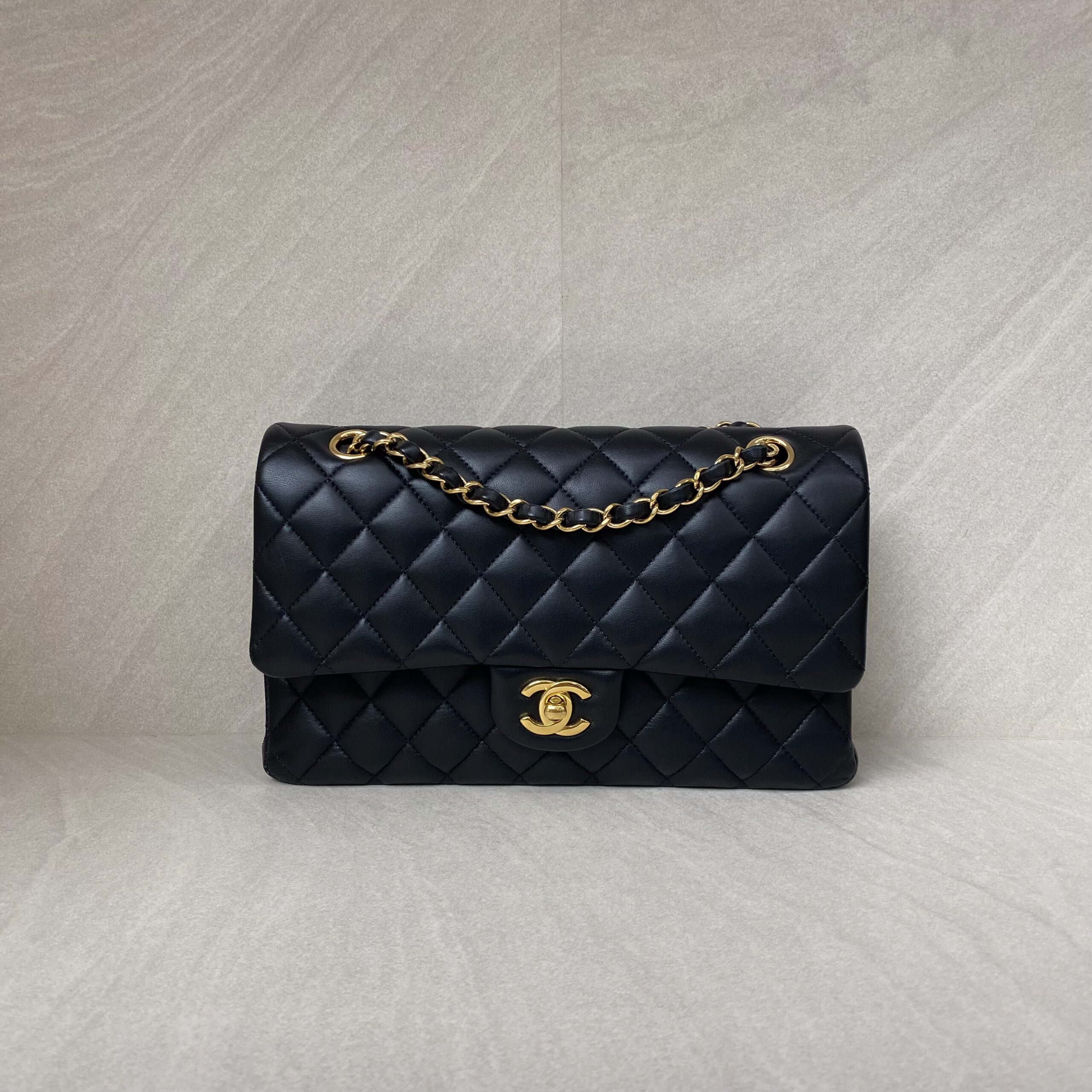 Chanel Medium Classic D Flap Lambskin Black GHW