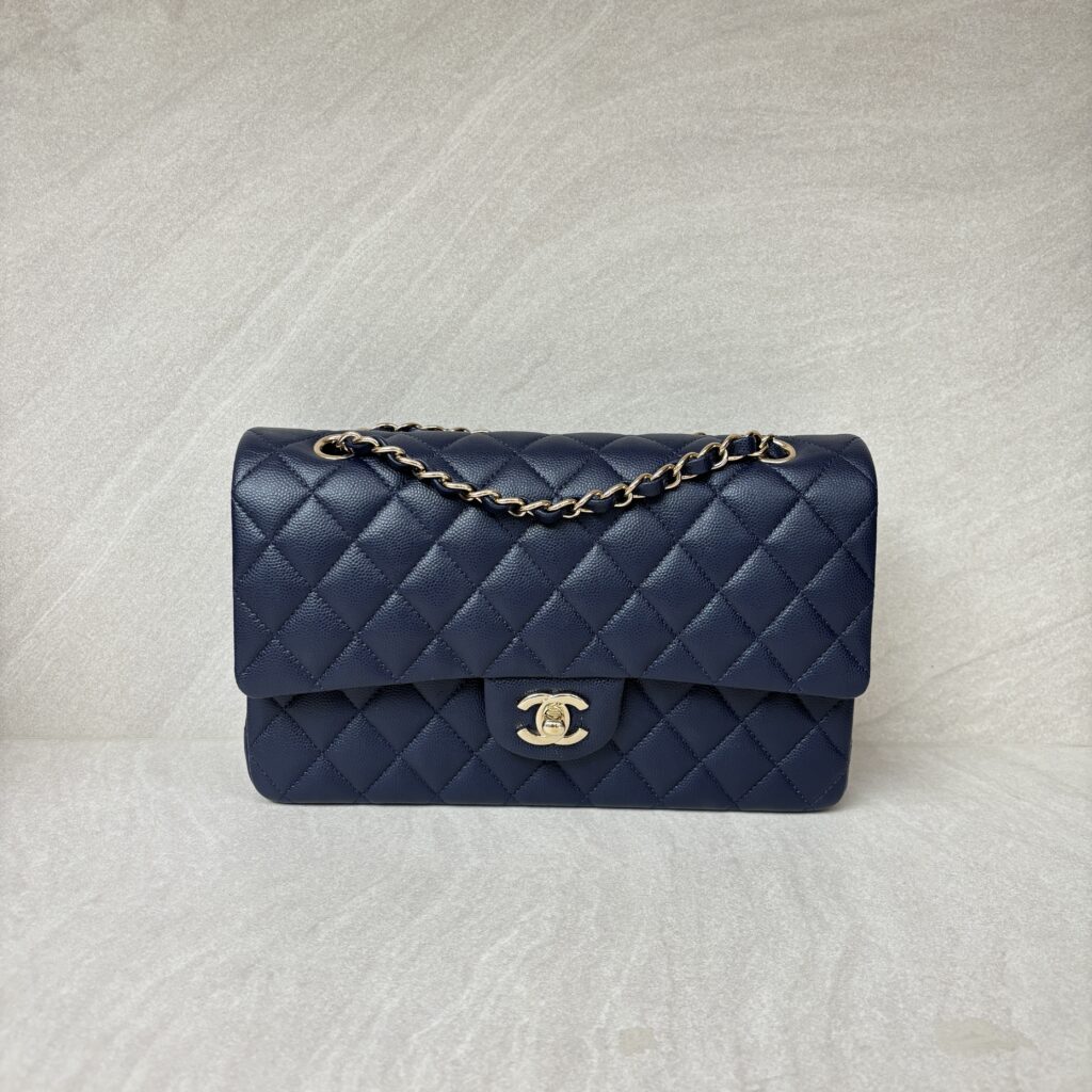 Chanel Medium Classic D. Flap Caviar Navy LGHW