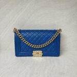 Chanel Boy 25 Medium Lambskin Blue GHW