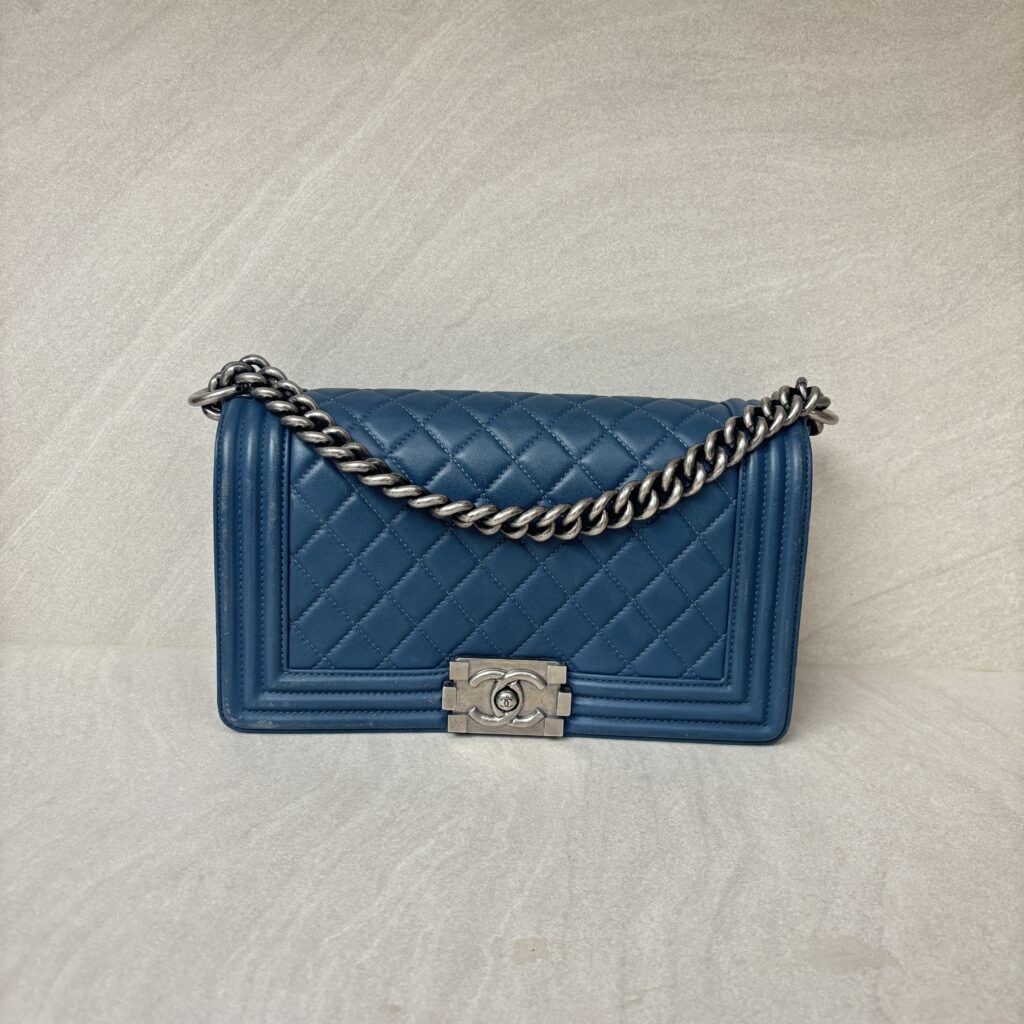 Chanel Boy 25 Lambskin Blue RHW