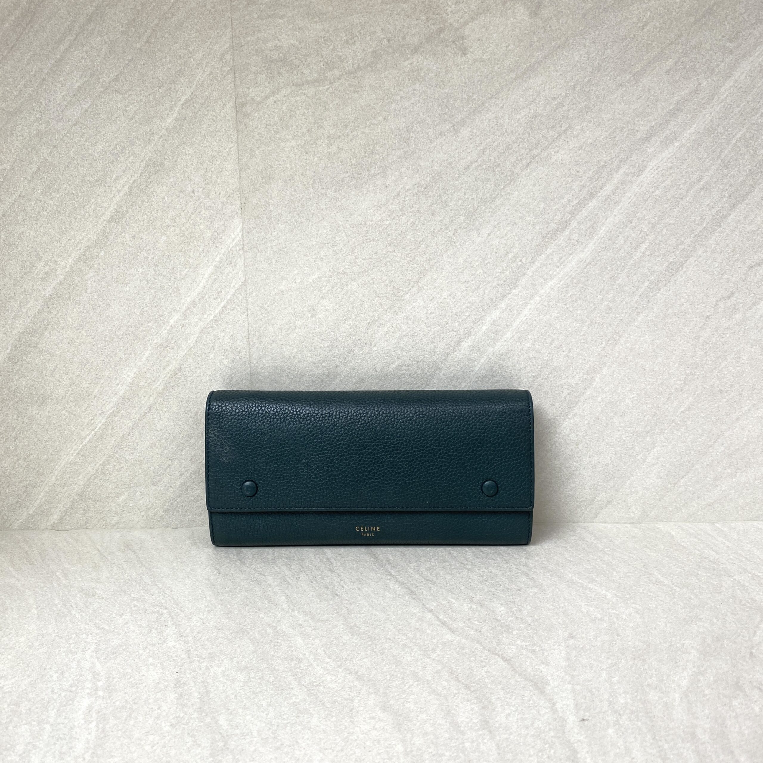 Celine Flap Wallet Dark Green