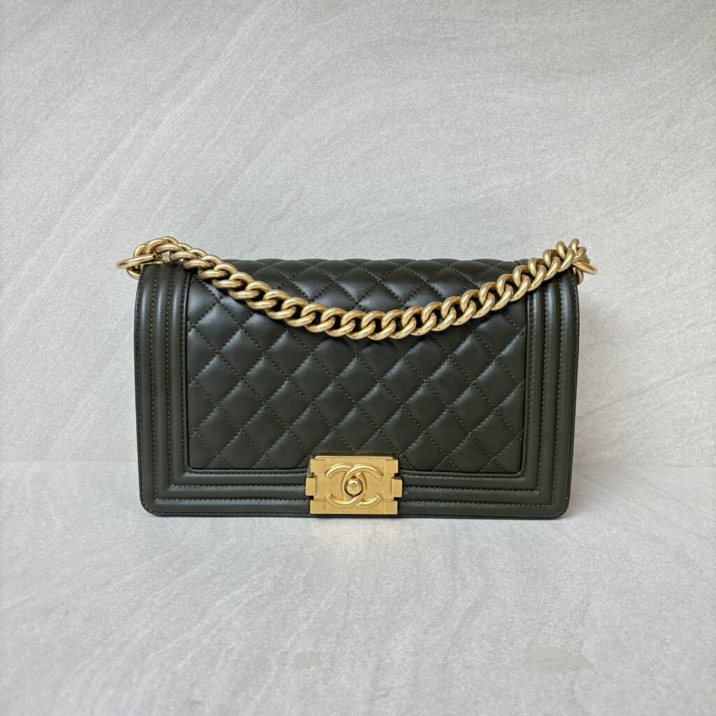 Chanel Boy 25 Lambskin Dark Green GHW