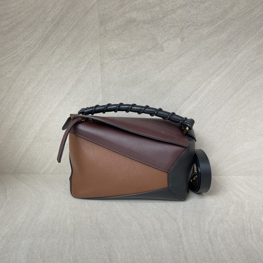 Loewe Puzzle Edge Small Braided Tricolors Black Prune Havana