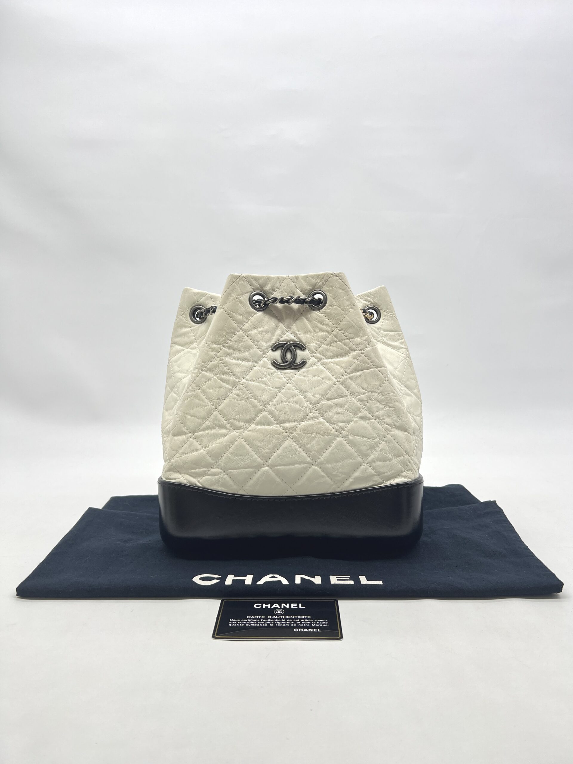 Chanel Gabrielle Small Backpack White Black