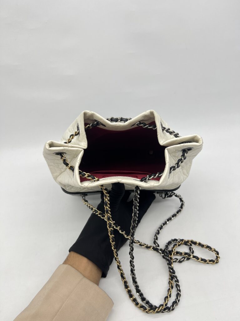 Chanel Gabrielle Small Backpack White Black