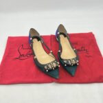 Christian Louboutin Tudor Young Flat Green And Purple Suede