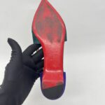 Christian Louboutin Tudor Young Flat Green And Purple Suede