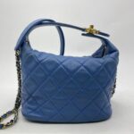 Chanel Hobo Handbag Blue GHW