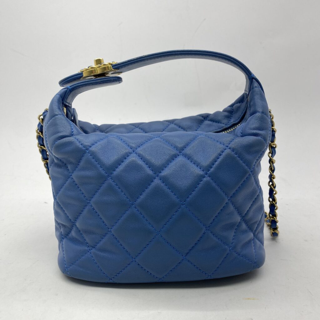 Chanel Hobo Handbag Blue GHW