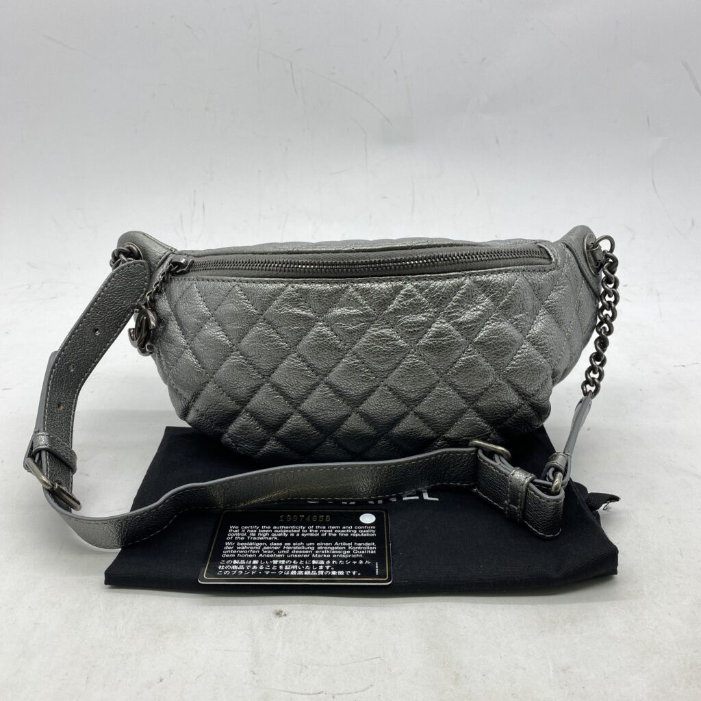 Chanel Waist Bag Calfskin Metallic Silver RHW