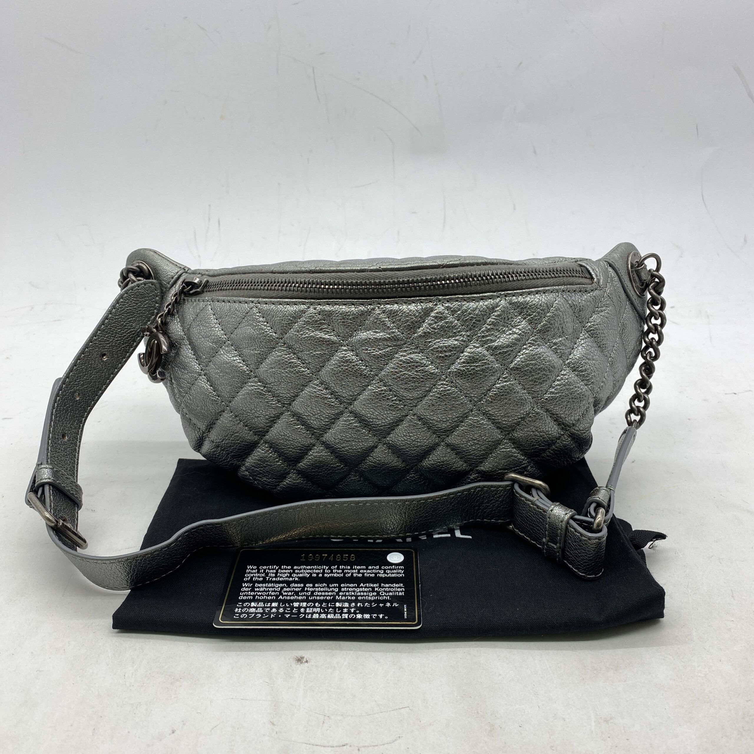 Chanel Waist Bag Calfskin Metallic Silver RHW