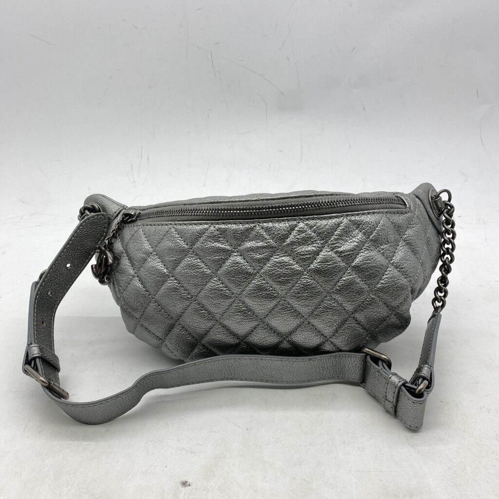 Chanel Waist Bag Calfskin Metallic Silver RHW