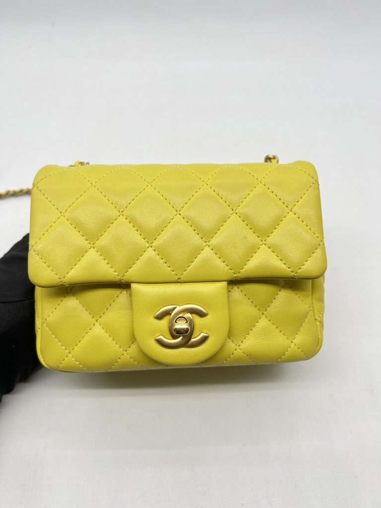 Chanel Mini Flap Bag Pearl Crush Lambskin Yellow GHW