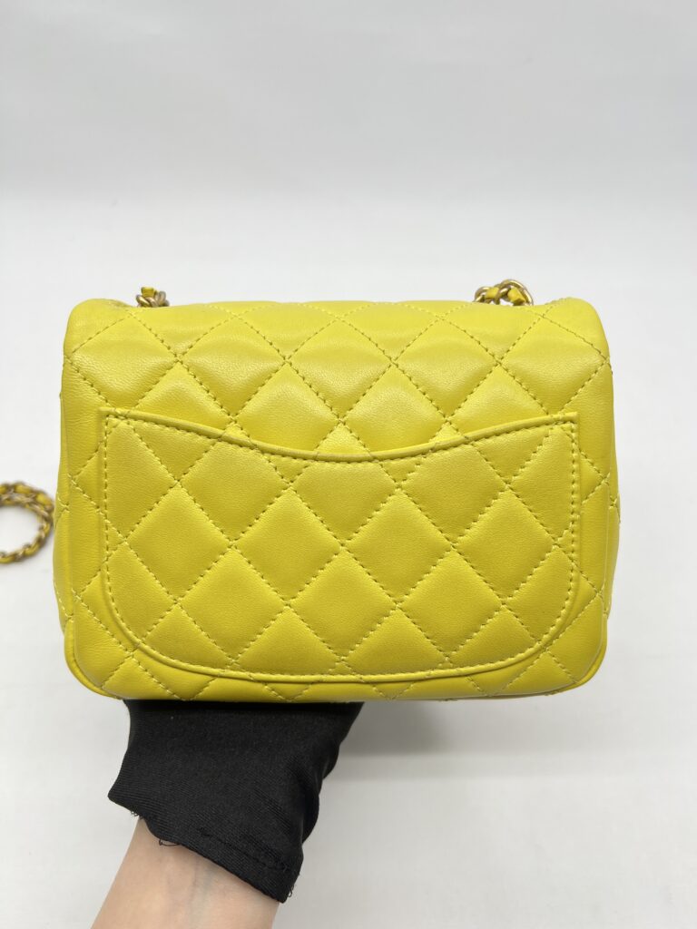 Chanel Mini Flap Bag Pearl Crush Lambskin Yellow GHW