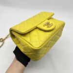 Chanel Mini Flap Bag Pearl Crush Lambskin Yellow GHW