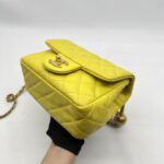 Chanel Mini Flap Bag Pearl Crush Lambskin Yellow GHW
