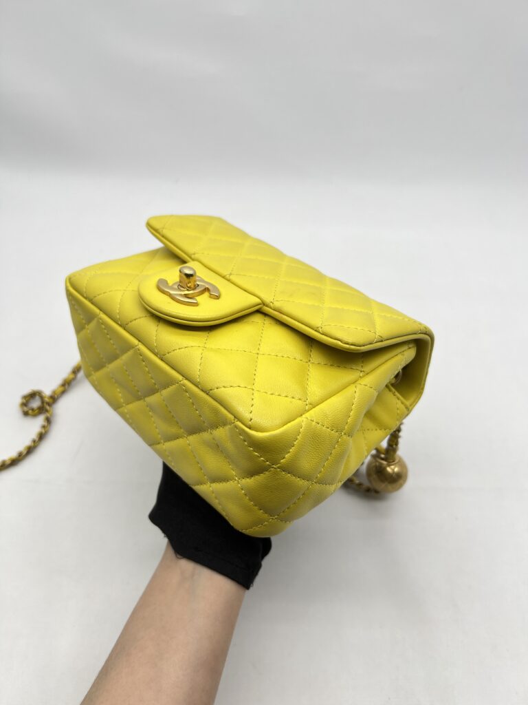 Chanel Mini Flap Bag Pearl Crush Lambskin Yellow GHW
