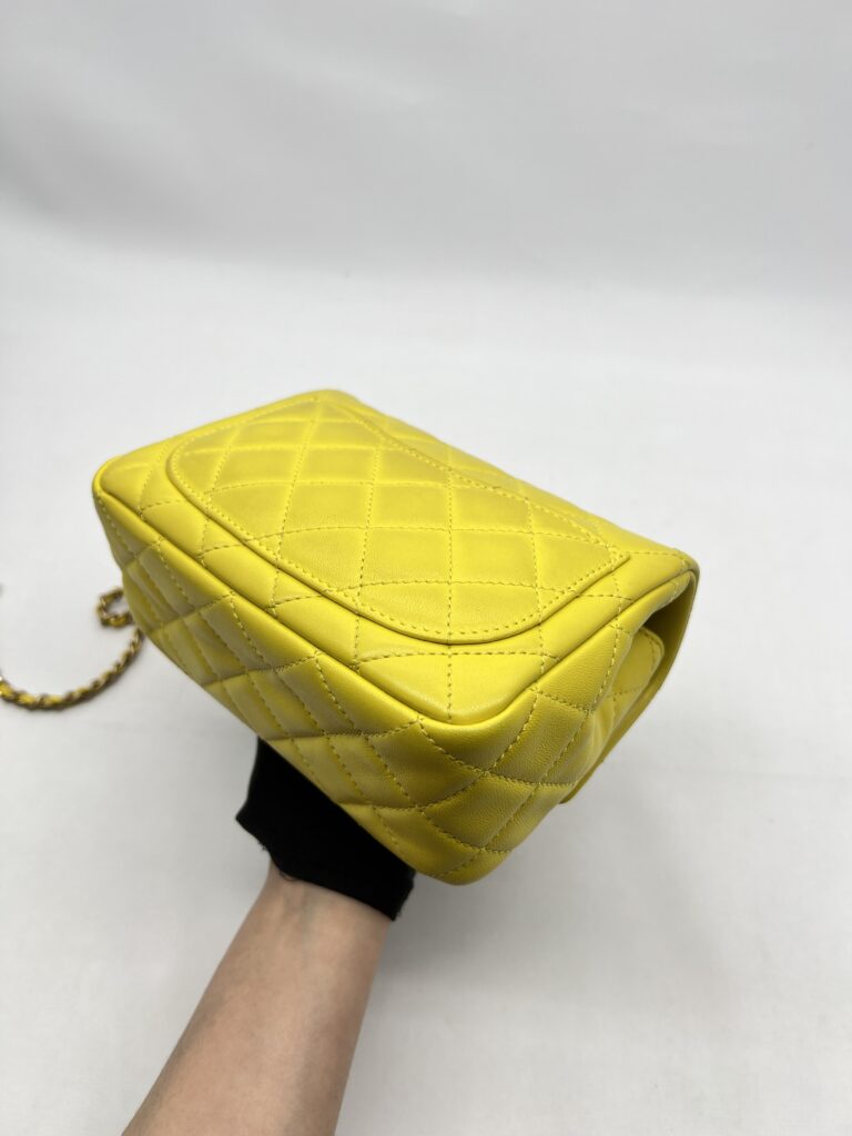Chanel Mini Flap Bag Pearl Crush Lambskin Yellow GHW